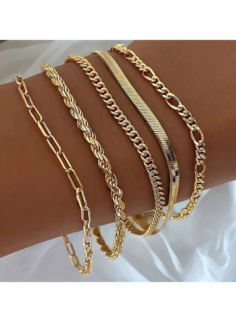 Goolsky سلسلة الأساور الذهبية الفريدة والبسيطة تعكس إحساسًا بالجودة عند تداخلها. - Image 1