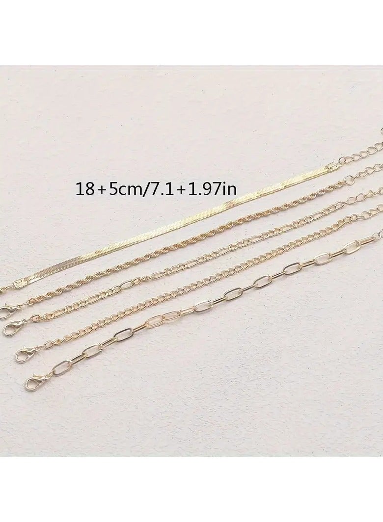 Goolsky سلسلة الأساور الذهبية الفريدة والبسيطة تعكس إحساسًا بالجودة عند تداخلها. - Image 4