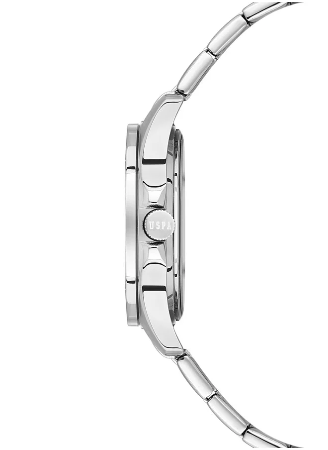 U.S. Polo Assn. U.S. Polo Assn. Stile Ladies' 32x39mm Watch with Silver Roman Numeral Dial, Stone-Studded Bezel & Dual-Toned Stainless Steel Bracelet - USPA2088-01, Modern Elegance for Every Occasion