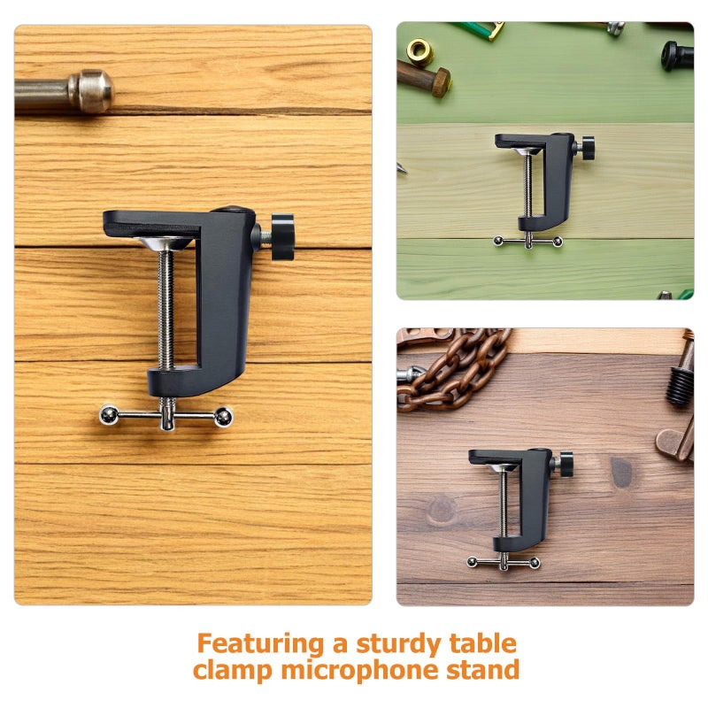 Heavy Duty Microphone Arm Stand with Black Aluminum Base for Podcasting Streaming - Image 4
