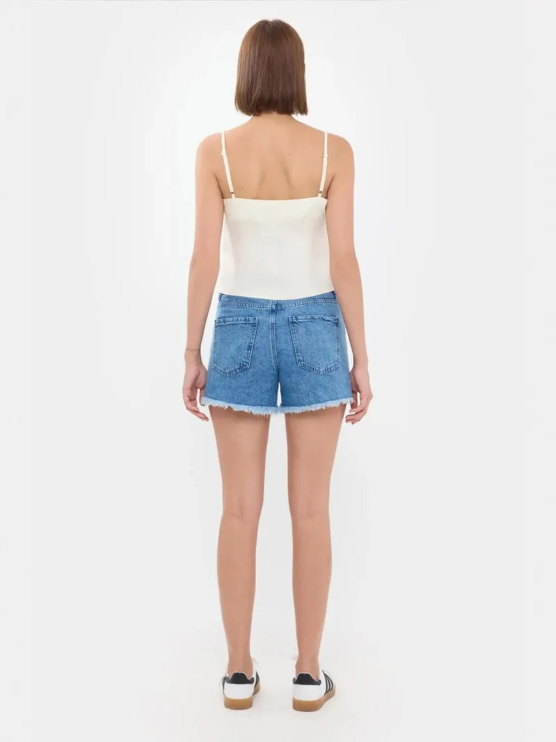 HICCUP Striped Square Neck Strappy Cropped Top