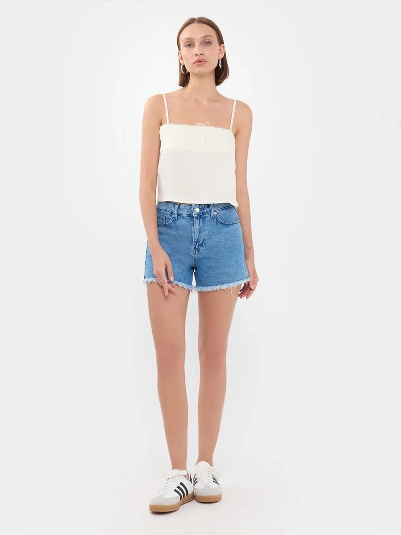 HICCUP Striped Square Neck Strappy Cropped Top - Image 3