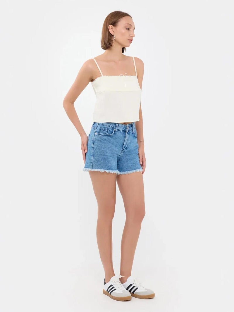 HICCUP Striped Square Neck Strappy Cropped Top - Image 4