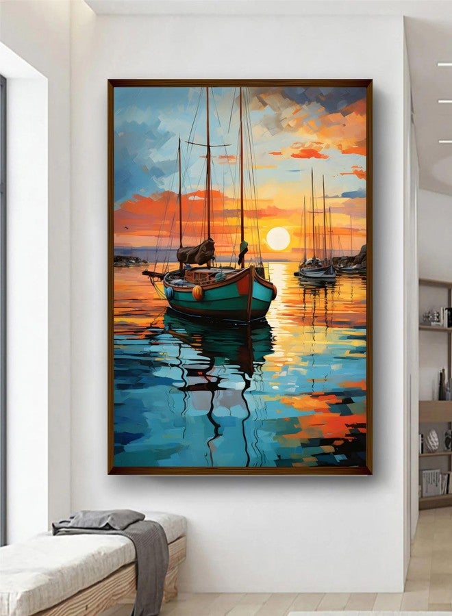 Artsense Nature-Inspired Abstract Canvas Wall Painting 20x30 Inch (50x71 cm) Framed Wall Art for Living Room, Bedroom & Home Décor | Large Multicolor Modern Wall Painting - Image 1