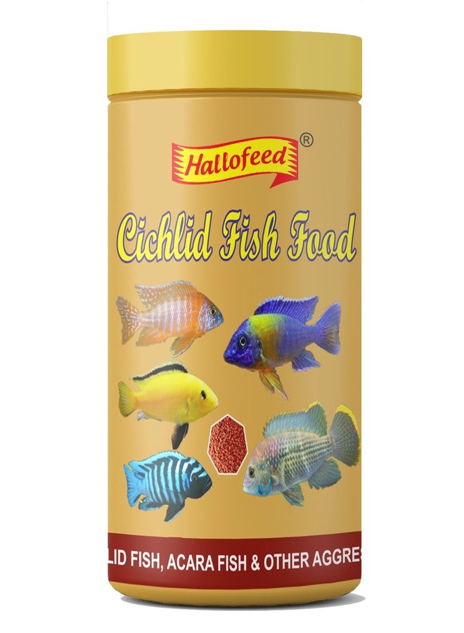 Hallofeed طعام أسماك السيكلد من هالوفيد، 100 غرام من الحبيبات الحمراء (حجم 2 مم)، لجميع مراحل نمو الأسماك - Image 1