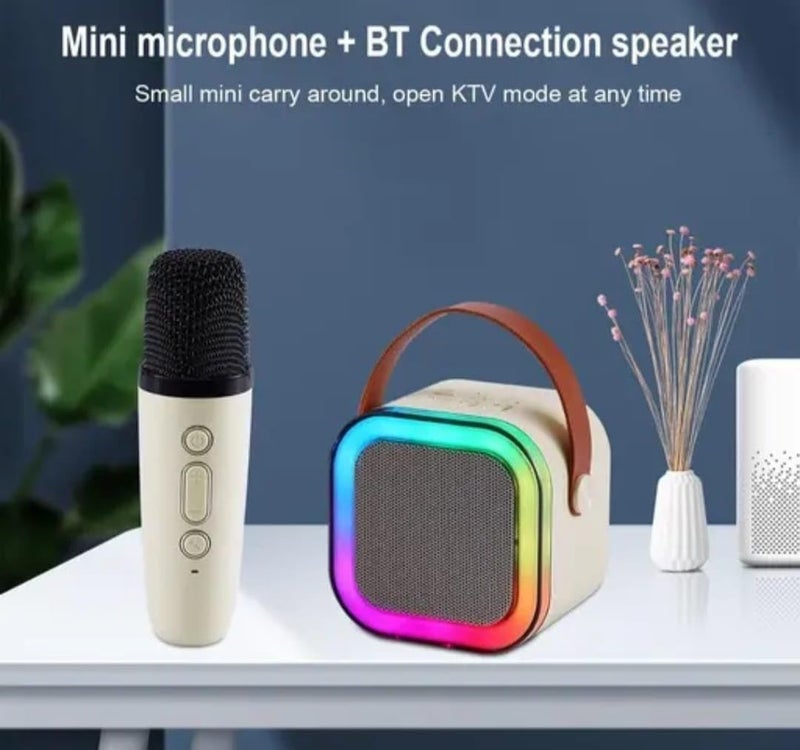 Magicwand ® K12【شحن USB-C ⦗بيج⦘ 1 ميك】 مكبر صوت بلوتوث لاسلكي للأطفال مع ميكروفون كاريوكي وإضاءة RGB LED للأطفال - Image 2