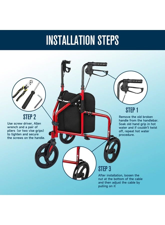 FVRITO Brake Handle with 41'' Cable Assembly Replacement for Medline Lumex 4-Wheel Folding Drive Rollator Rolling Walker Transport Wheelchair Mobility Knee Walkers Senior Medical Accessories - Image 4