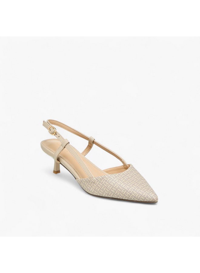 فلورا بيلا من شو إكسبرس حذاء نسائي بكعب قطة وطبعة شعار مع إغلاق بحزام - Image 2