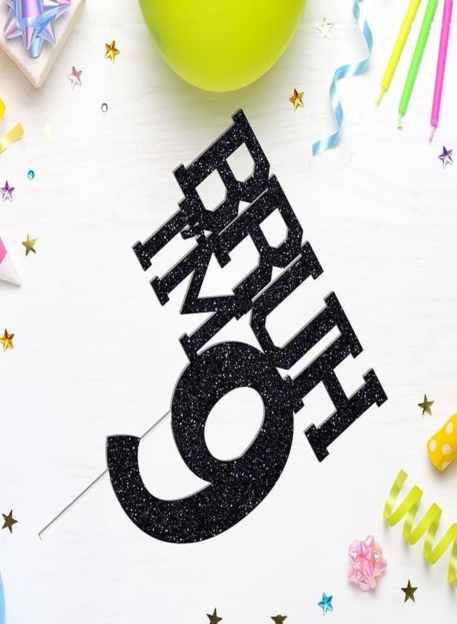 TrifleArte Bruh I'm 9 Black Glitter Cake Topper | Happy 9th Birthday | It's My 9th Birthday | Cool Birthday Party Decoration for Kids - Image 3