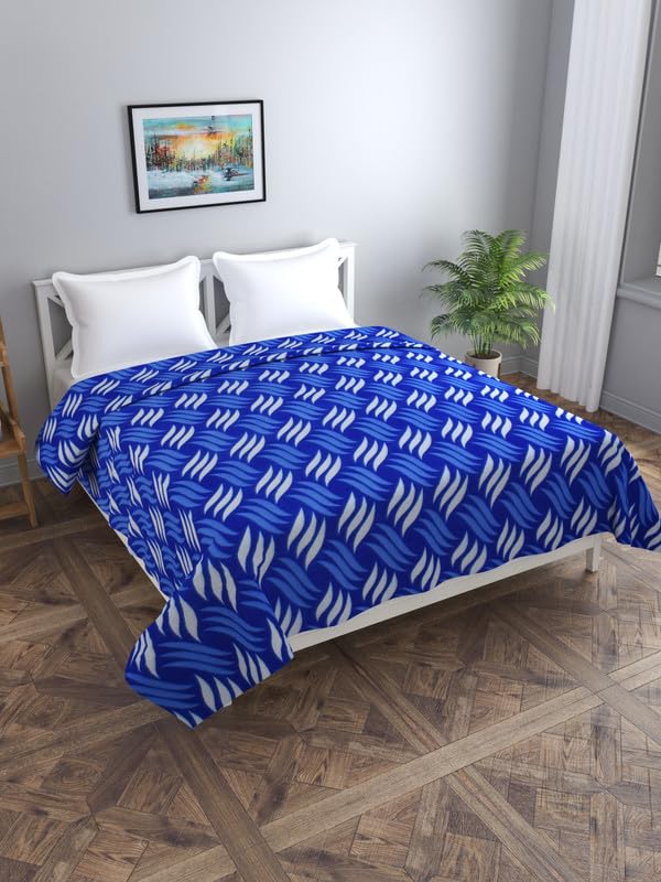 MORADO MORADO Single Bed Woolen Fabric Geometric Quilt CoverDuvet CoverRajai CoverBlanket Cover for Winters 70x90 InchesBlue - Image 1