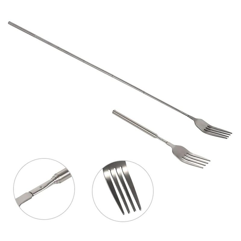 1 x Stainless Steel Silver Salad Cutlery, Adjustable Length 22-64 cm/8.7-25.1 Inches, 35 Grams, Brand New, Ideal for Barbecue Dinner Dessert Sausage Hot Dog Vegetables - Image 4