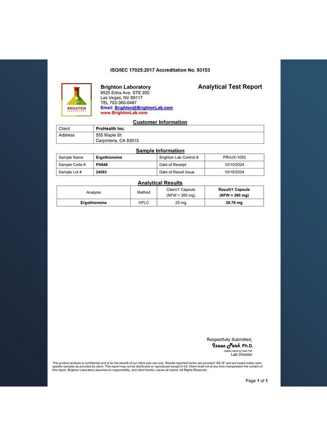 ProHealth Ergothioneine 5X Strength. 25mg Clinical Research Dose. Natural Amino Acid Mushroom Supplement for Improved Cognition, Heart Health. Essential Longevity Vitamin. 25 mg/Serving, 30 Servings - Image 5