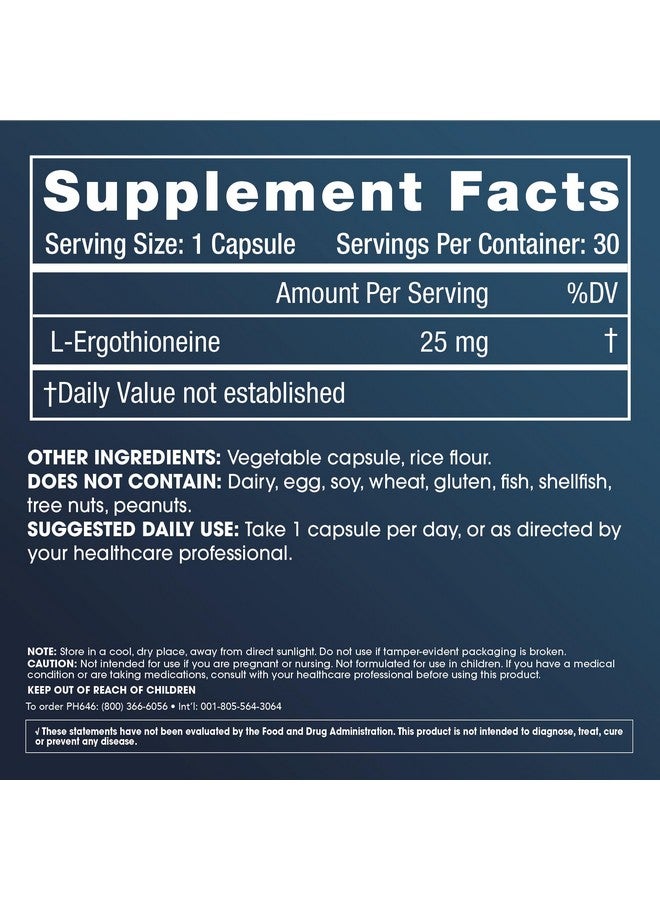 ProHealth Ergothioneine 5X Strength. 25mg Clinical Research Dose. Natural Amino Acid Mushroom Supplement for Improved Cognition, Heart Health. Essential Longevity Vitamin. 25 mg/Serving, 30 Servings - Image 4