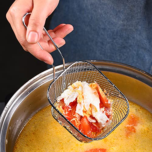 Dayish Mini Stainless Steel Frying Basket Mesh Food Drainer & Serving Basket Deep Frying Strainer Net for Potatoes Chips, Cooking Tool Cookware, French Fries and Chicken & Fast Food Wing (2) - Image 3