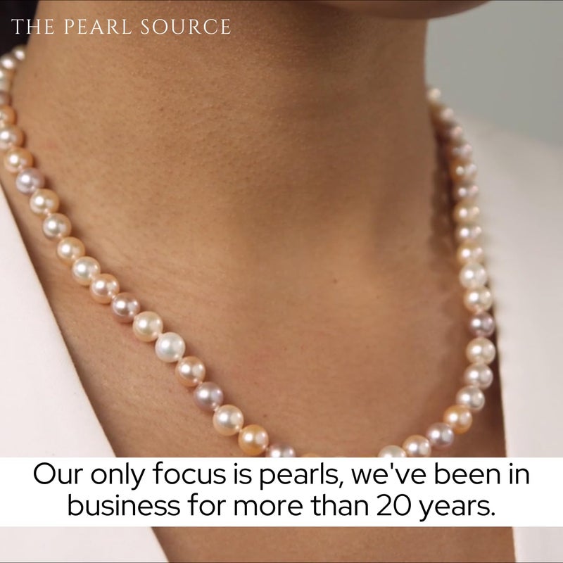 The Pearl Source 6.5-7.0mm AAA Quality Multicolor Freshwater Cultured Pearl Necklace for Women in 18" Princess Length with 14K Gold Plated Sterling Silver Clasp - Image 5