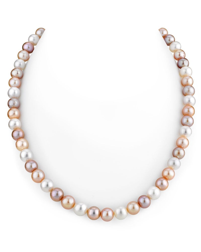 The Pearl Source 6.5-7.0mm AAA Quality Multicolor Freshwater Cultured Pearl Necklace for Women in 18" Princess Length with 14K Gold Plated Sterling Silver Clasp - Image 1