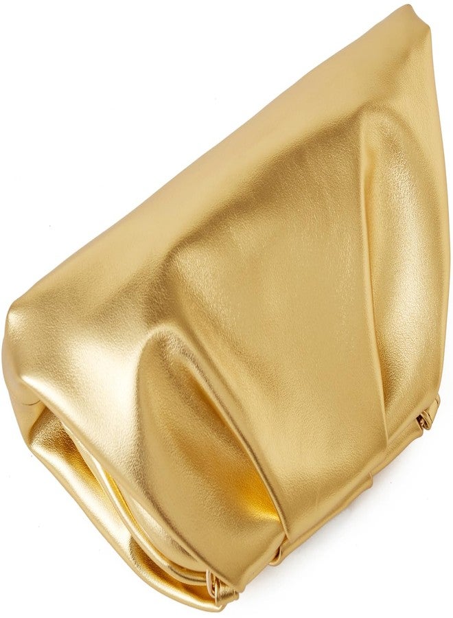 Munansli Women's Clutch Purse,detachable chain shoulder bag, dumpling crossbody bag, cloud evening clutch., Metallic Gold - Image 4