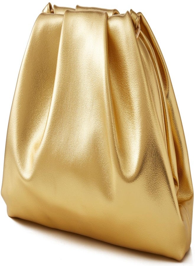 Munansli Women's Clutch Purse,detachable chain shoulder bag, dumpling crossbody bag, cloud evening clutch., Metallic Gold - Image 2