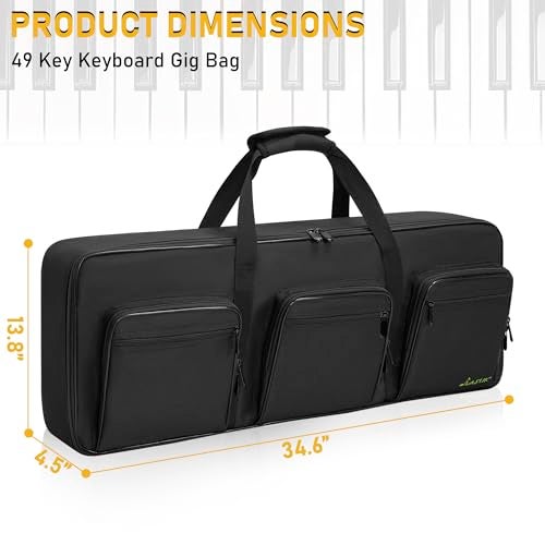 LASUK 49 Key Keyboard Case (Size: 34.6"x4.5"x13.8"), Portable Keyboard Piano Waterproof 600D Oxford Cloth with Adjustable Straps, Key Keyboard Gig Bag Case - Image 4