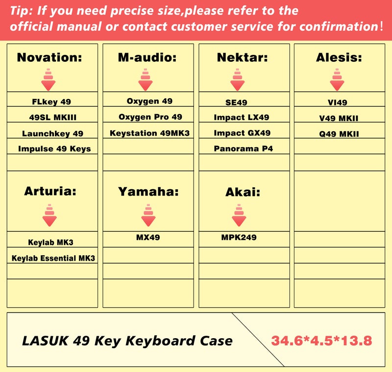 LASUK 49 Key Keyboard Case (Size: 34.6"x4.5"x13.8"), Portable Keyboard Piano Waterproof 600D Oxford Cloth with Adjustable Straps, Key Keyboard Gig Bag Case - Image 2