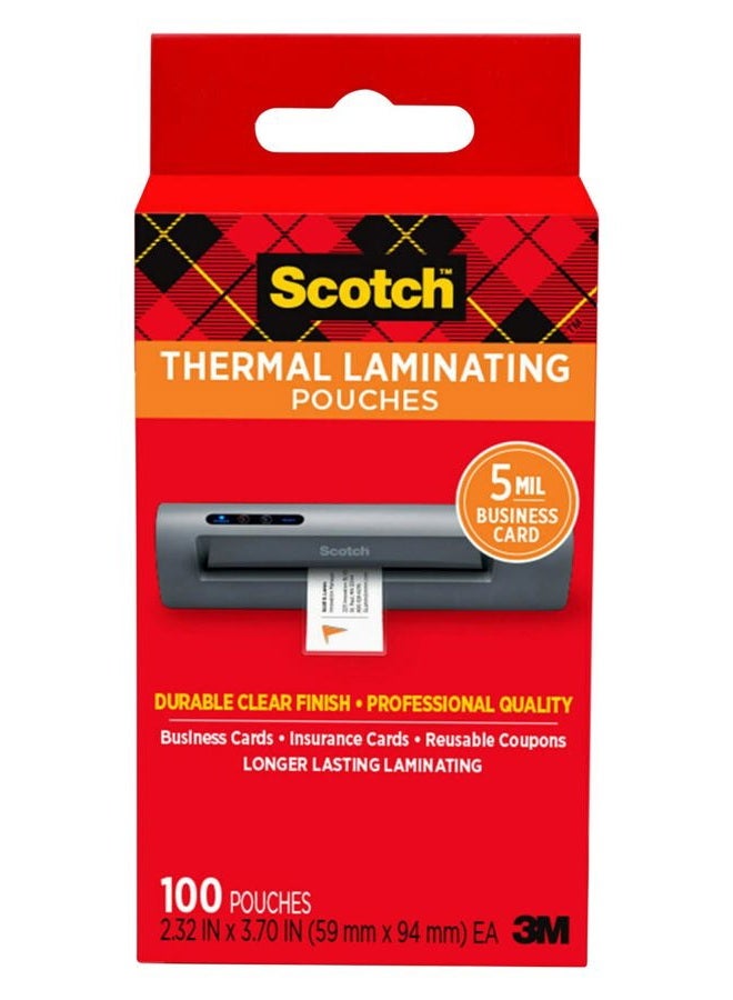 Scotch  Thermal Laminating Pouches, 100 Count, Clear, 5 mil., Laminate Business Cards, Banners and Essays, Ideal Office or School Supplies, Fits Business Card (2.3 in. × 3.7 in.) Paper - Image 3