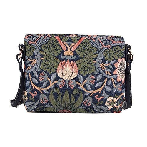 Signare Tapestry Crossbody Bag Shoulder Purse for Women In Flower and Bird William Morris Strawberry Thief Blue Design(XB02-STBL) - Image 1