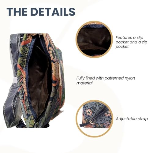 Signare Tapestry Crossbody Bag Shoulder Purse for Women In Flower and Bird William Morris Strawberry Thief Blue Design(XB02-STBL) - Image 4