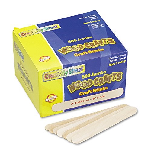 Chenille Kraft Creativity Street Wood Crafts Jumbo Craft Sticks, 6" x 3/4" x 2mm, Natural, Box Of 500 - Image 4