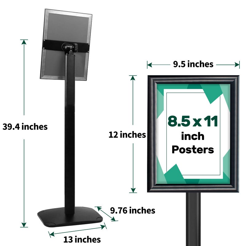 mutualsign Heavy Duty Pedestal Sign Holder for Display, 8.5 x 11 inches Adjustable Floor Standing Sign Holder with Weighted Base , Vertical and Horizontal View Sign Stand for Indoor/Outdoor Advertisingï¼ŒBlack - Image 5