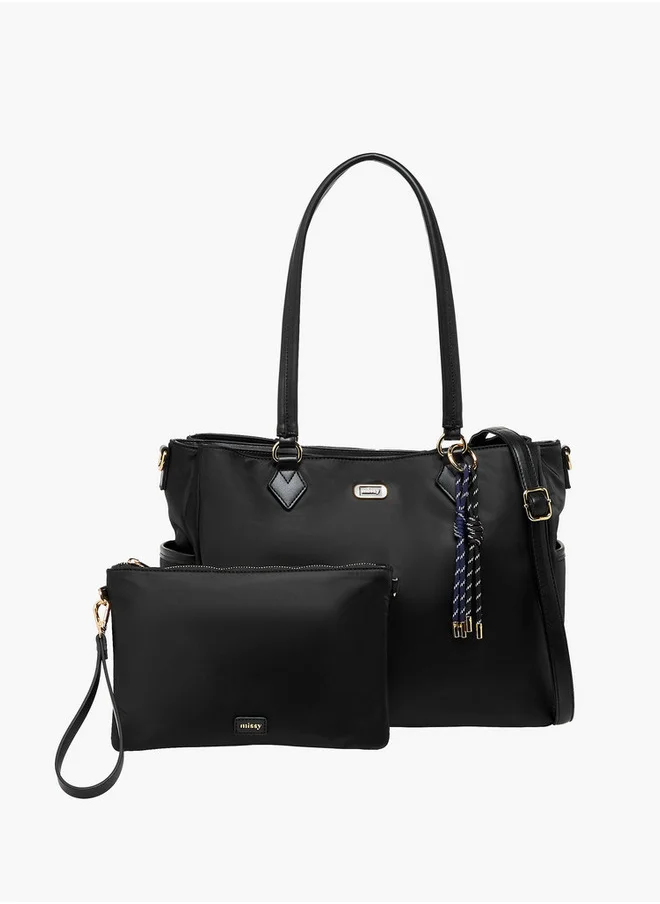 ميسي Women's Solid Tote Bag and Pouch Set