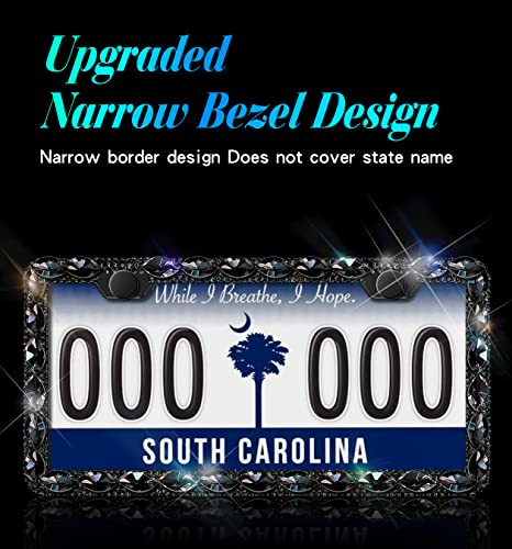 Murimt Black Rhinestone License Plate Frames with High End Ribbon Gift Box Sparkly Diamond License Plate Holder Handcrafted Crystal Premium Stainless Steel Bling License Plate Frame for Women - Image 3