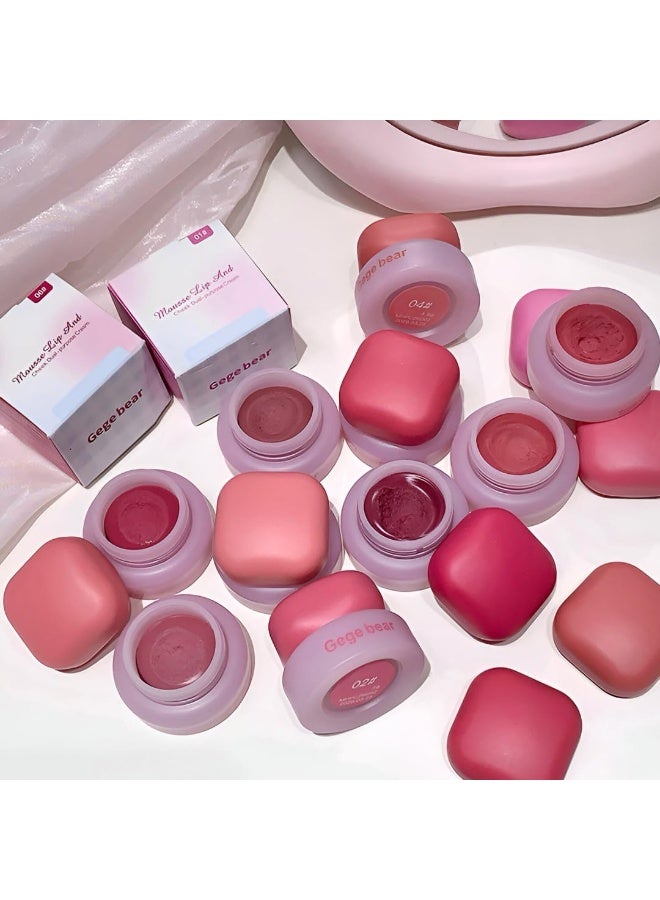 Gege Bear Mousse Blush Cream | Lip and Cheek Dual-Use Makeup | Lightweight, Blendable & Long Wear | Soft Pastel Aesthetic | Non-Cakey & Natural Glow | Versatile Shades From Pink to Mauve | Smooth Velvet Finish | Creamy Blush for Cheeks | Cute Makeup for Women & Teens (06# Plum Pink, 4.5g) - Image 1