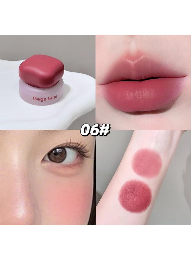 Gege Bear Mousse Blush Cream | Lip and Cheek Dual-Use Makeup | Lightweight, Blendable & Long Wear | Soft Pastel Aesthetic | Non-Cakey & Natural Glow | Versatile Shades From Pink to Mauve | Smooth Velvet Finish | Creamy Blush for Cheeks | Cute Makeup for Women & Teens (06# Plum Pink, 4.5g) - Image 4