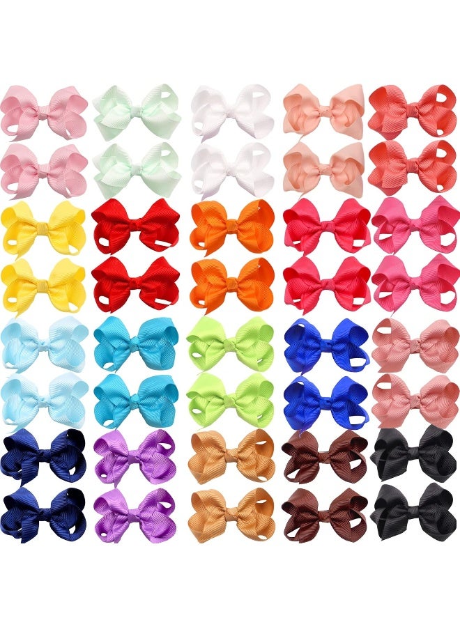 JOYOYO 40Pieces Boutique Grosgrain Ribbon Pinwheel 3" Hair Bows Alligator Clips For Babies Toddlers Teens Gifts In Pairs - Image 1