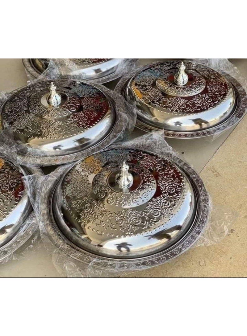 صينية الكبسة العثماني - سرفيس فاخر لتقديم العزومات والمشويات مع غطاء استانليس وكريستال NI  - Image 1