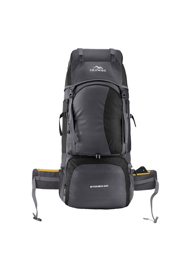 Trawoc TRAWOC STONEX 60 Ltr Travel Backpack Trekking Rucksack bag for Men & Women Travel Bag Hiking Backback, Black, 3 Year Warranty, HK001 - Image 1
