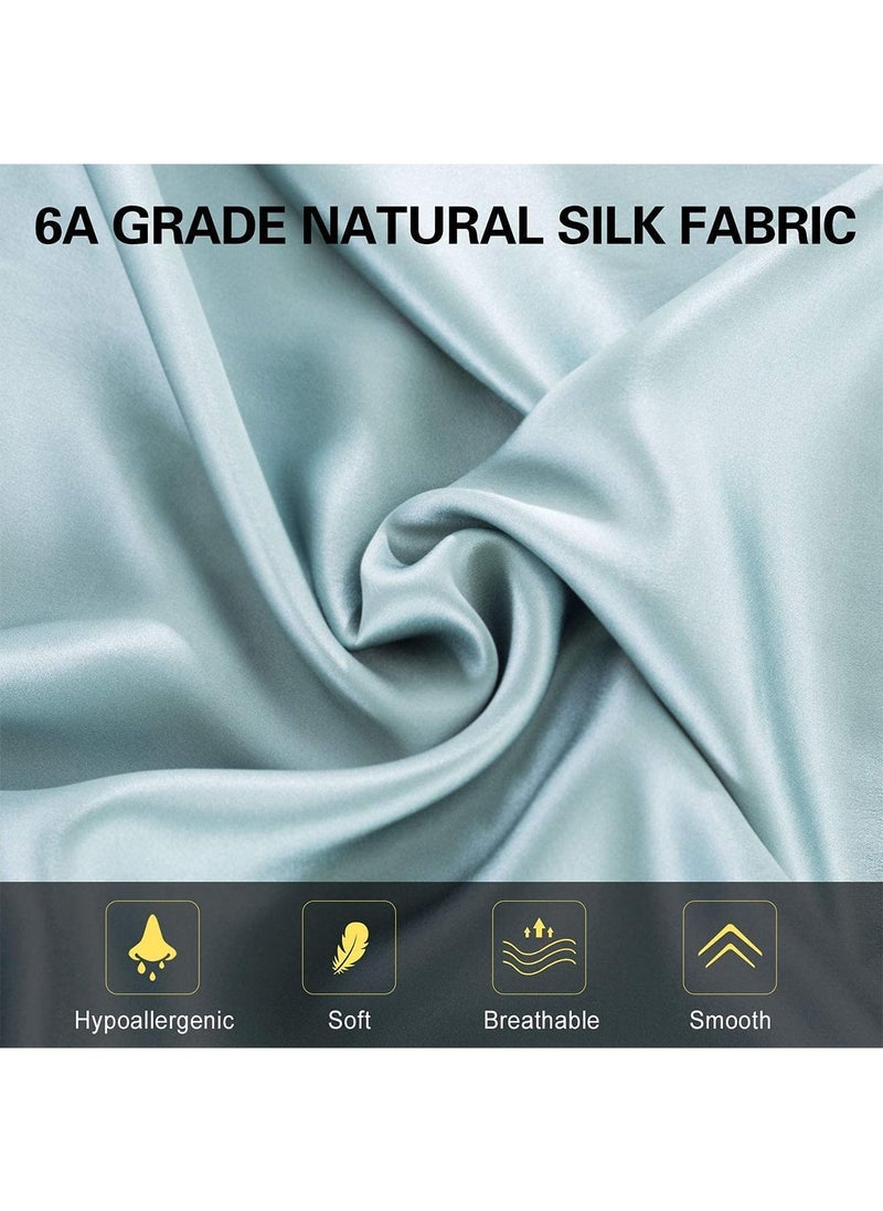 100% Mulberry Silk Pillowcase for Hair and Skin 19 Momme Natural Silk Pillowcases Soft Breathable Smooth Silk Pillow Cover 48cmX74cm(Silver 1PC)