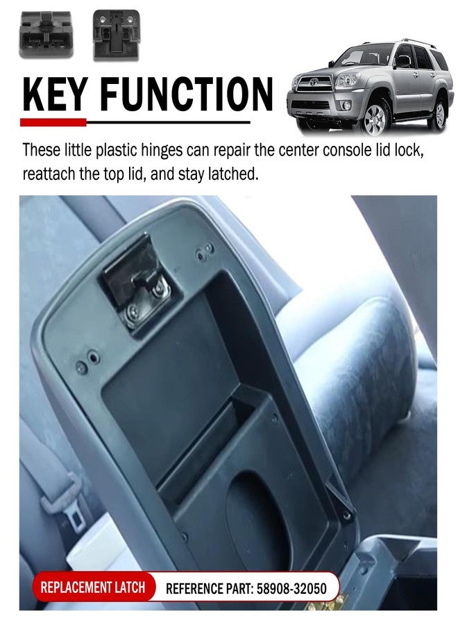 Camoo غطاء قفل وحدة التحكم المركزية البديل، مجموعة فرعية، مزلاج غطاء مسند ذراع وحدة التحكم المركزية، مناسب لسيارات تويوتا كامري 2002-2006، سيينا 2004-2010، تاكوما 1995-2001، بديل للرقم 58908-32050 (عبوة من قطعتين) - Image 4