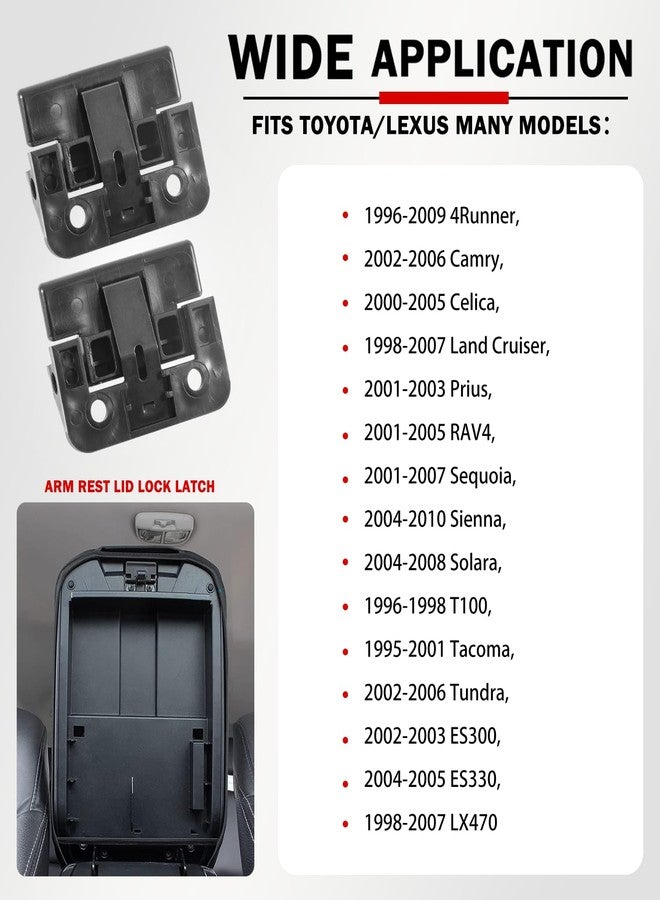 Camoo غطاء قفل وحدة التحكم المركزية البديل، مجموعة فرعية، مزلاج غطاء مسند ذراع وحدة التحكم المركزية، مناسب لسيارات تويوتا كامري 2002-2006، سيينا 2004-2010، تاكوما 1995-2001، بديل للرقم 58908-32050 (عبوة من قطعتين) - Image 3