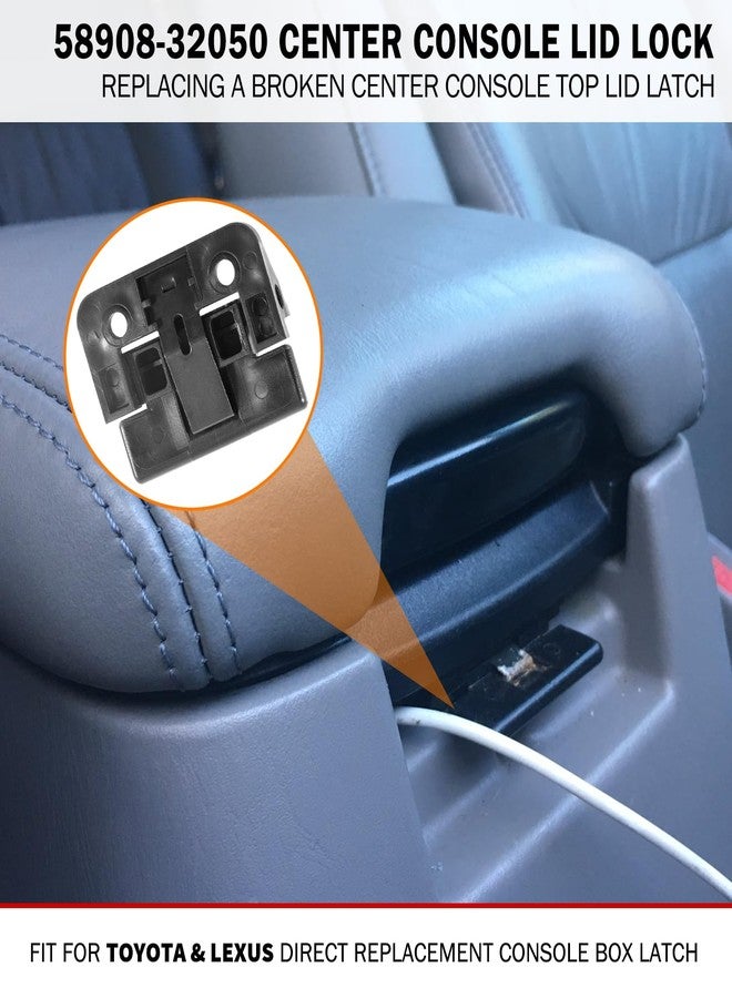 Camoo غطاء قفل وحدة التحكم المركزية البديل، مجموعة فرعية، مزلاج غطاء مسند ذراع وحدة التحكم المركزية، مناسب لسيارات تويوتا كامري 2002-2006، سيينا 2004-2010، تاكوما 1995-2001، بديل للرقم 58908-32050 (عبوة من قطعتين) - Image 2