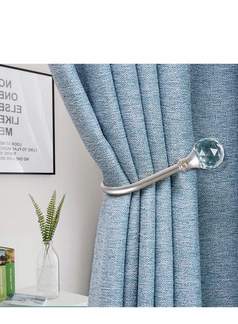 Excefore Curtain Holdback, Wall Mounted Drapery Tiebacks with Clear Crystal Ball, Heavy Duty Metal Decorative Window Holder Hooks Screws (2PCS) - Image 2