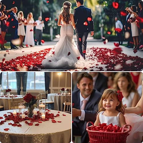 WAKISAKI (Pre-Separated, Scented) WAKISAKI Artificial Silk Rose Petals for Wedding Flower Petals for Romantic Special Night, for Proposal, Anniversary (1,000 PCS, Dark Red) - Image 3