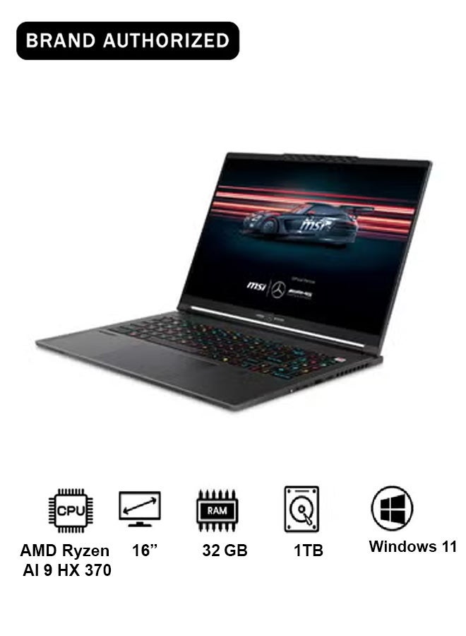 MSI Stealth A16 MercedesAMG AI+ A3XWGG (NVIDIA® GeForce RTX™ 5070 Laptop GPU, GDDR7 8GB) Laptop | 16"QHD+ (2560x1600) OLED 240hz Display, AMD Ryzen AI 9 HX 370, 32GB RAM, 1TB SSD, Win11, Mercedes-AMG Motorsport Gift pack Selenite Gray - Image 1