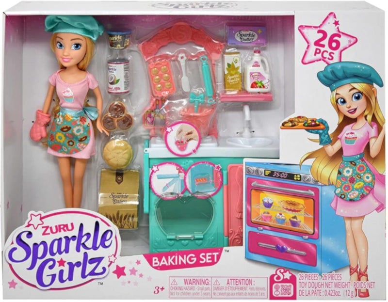 3 اي مجموعة ألعاب دمى زورو 2023-S001-Sparkle Girlz-Dolls-Dolls & Lifestyle-10.5" Doll Sg Bake Off Open Box، بكميات كبيرة، 4P ألعاب للأولاد، ألعاب للبنات، هدية عيد ميلاد، هدية عيد الميلاد، النمو، المرح، للأطفال.