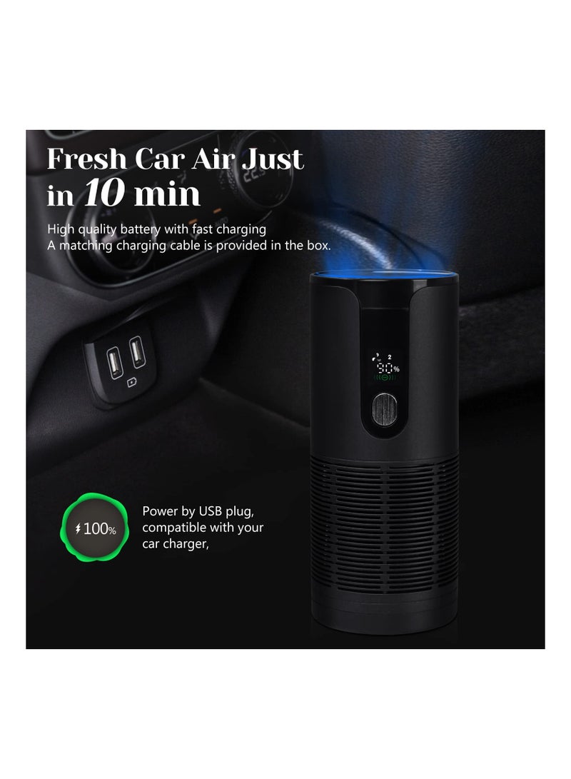 SYOSI Portable Mini Air Purifier for Car, Silent Car Air Purifier Rechargeable Air Purifier Ionizing Air Purifier with Display Screen Car Ionizer with HEPA Filter for Car,Home,and Office(Black) - Image 5