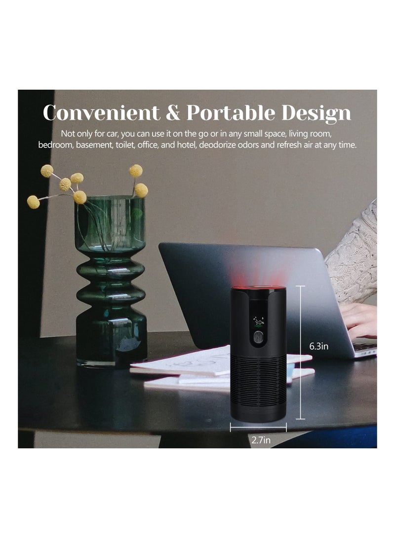 SYOSI Portable Mini Air Purifier for Car, Silent Car Air Purifier Rechargeable Air Purifier Ionizing Air Purifier with Display Screen Car Ionizer with HEPA Filter for Car,Home,and Office(Black) - Image 4