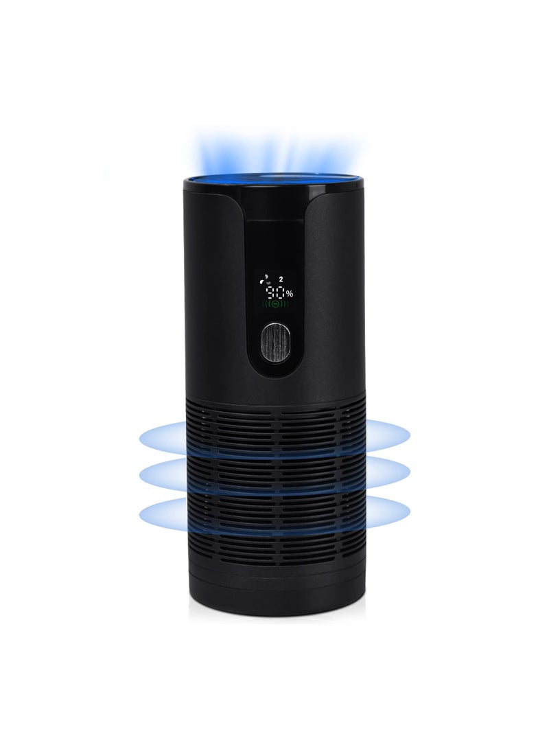 SYOSI Portable Mini Air Purifier for Car, Silent Car Air Purifier Rechargeable Air Purifier Ionizing Air Purifier with Display Screen Car Ionizer with HEPA Filter for Car,Home,and Office(Black) - Image 1