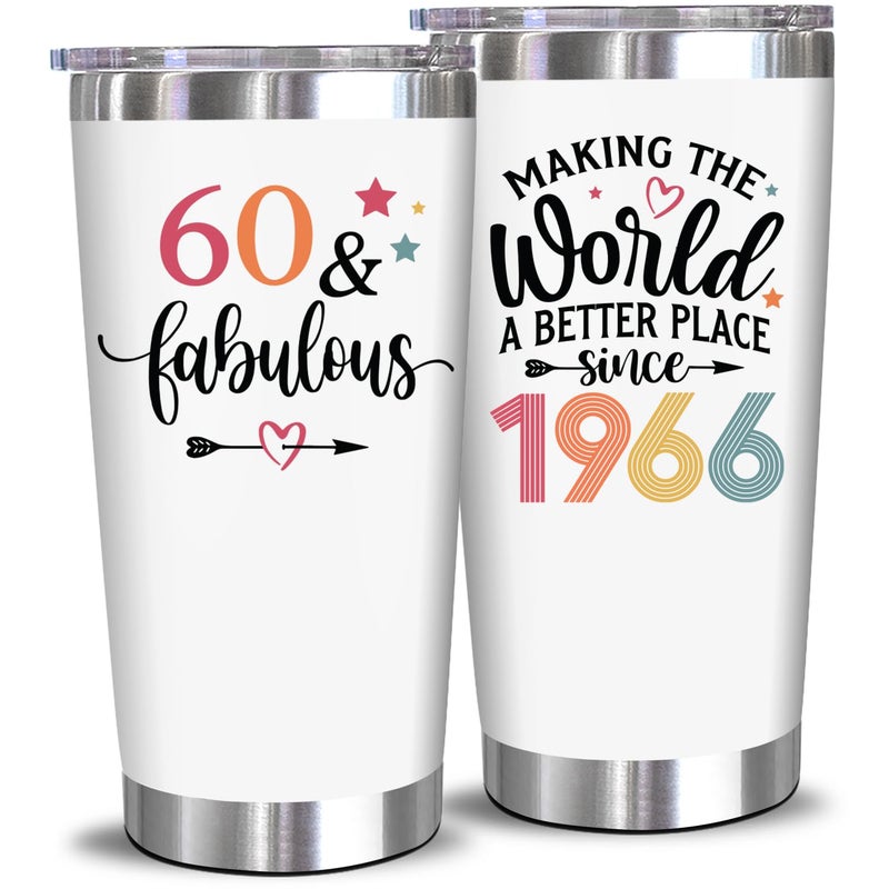 NewEleven 60th Birthday Gifts For Men Women - 1965 60th Birthday Decorations For Women - Turning 60-60 Year Old Gifts For Women, Mom, Wife - 20 Oz Tumbler - Image 1