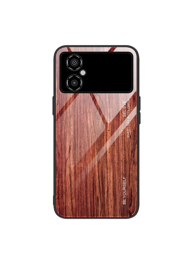 Case For Xiaomi Poco M4 Wood Grain Glass Phone Case