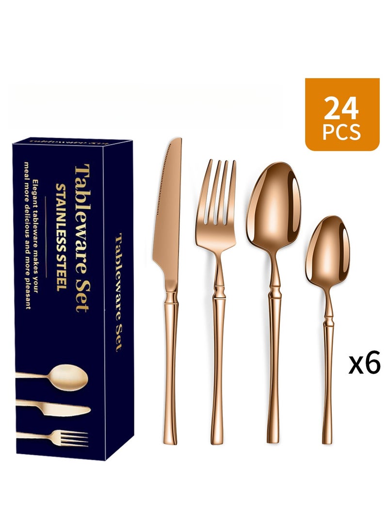 [Luxury Gift] 24pcs  Stainless Steel - Premium Cutlery Set for Restaurants & Homes - 6-Person - Rust Resistant - Free Delivery KSA  - Image 4